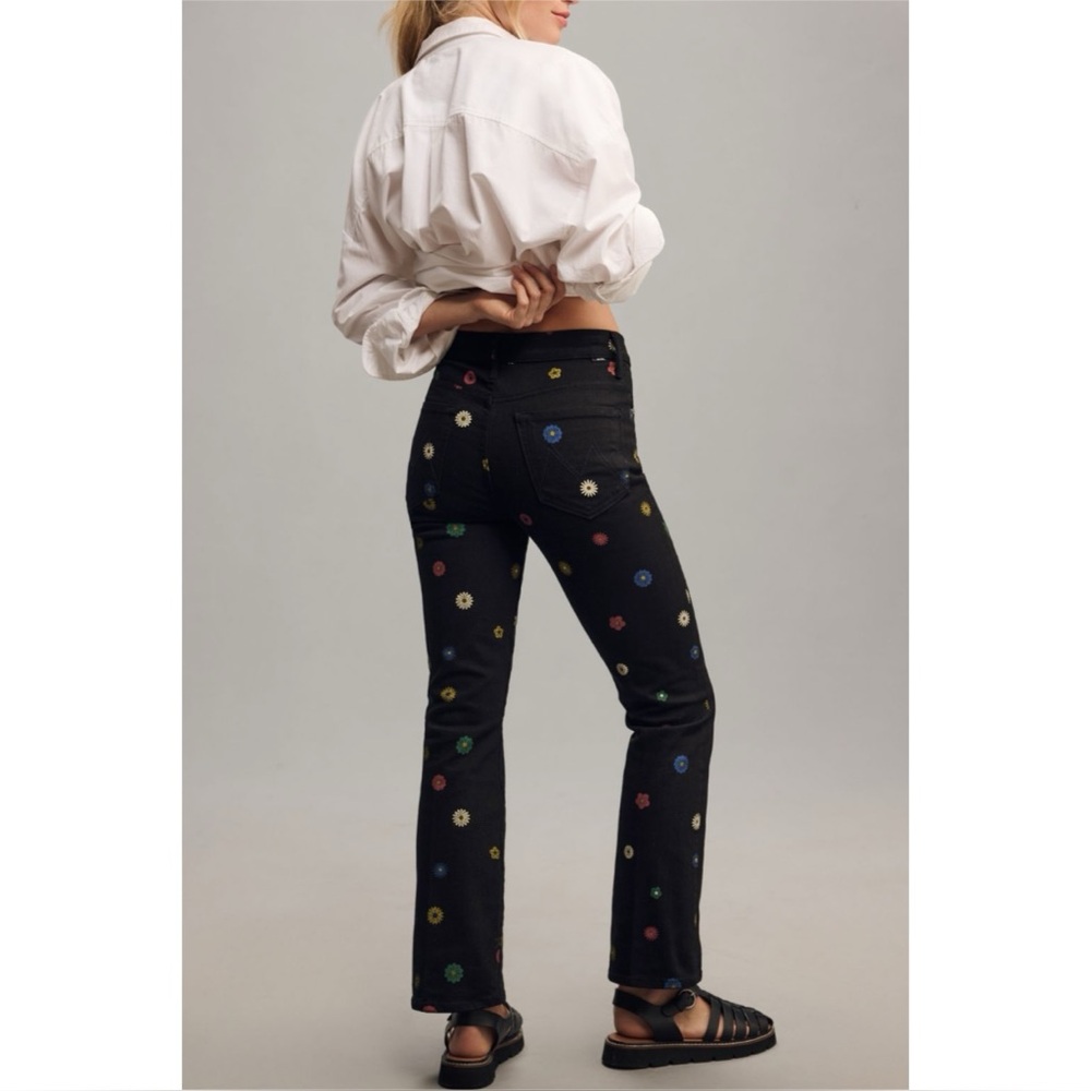 Mother The Insider Flood Flare Jeans in Fresh as a Daisy Floral Print Size 24 - Picture 3 of 11